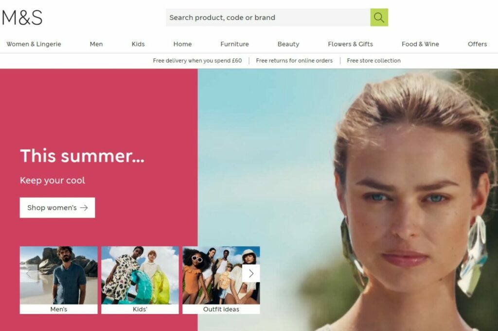 M&S website
