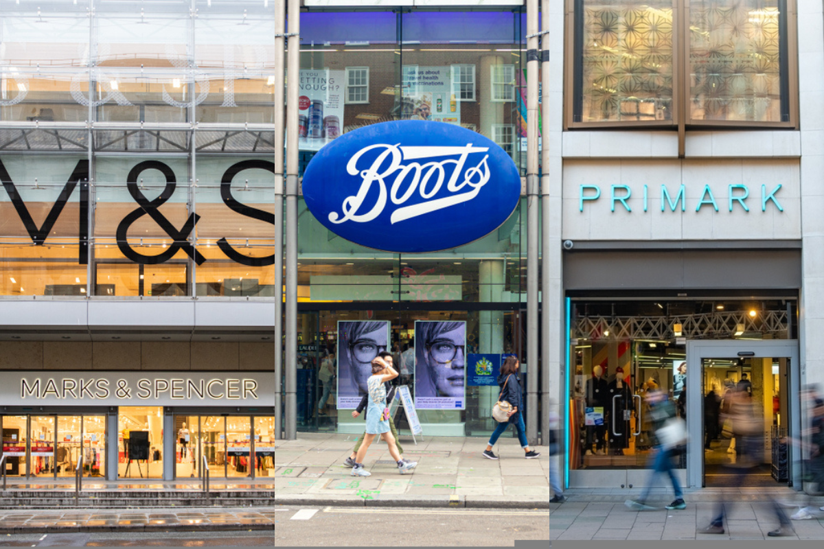 M&S, Primark, Boots on the high street.